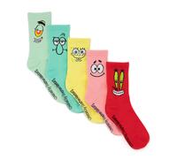SpongeBob SquarePants Unisex Yellow Mutli-Character Calf Socks Set of 5 - 4-8 UK