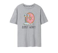 SpongeBob SquarePants Womens Grey Donut Worry Short Sleeved T-Shirt - Large
