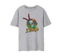 SpongeBob SquarePants Womens Grey I Sleigh Short Sleeved T-Shirt - X-Large