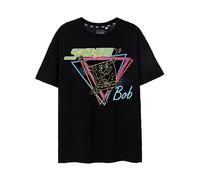 SPONGEBOB SQUAREPANTS Womens T-Shirt | Black 80's Neon Retro Graphic Tee for Ladies | Iconic Cartoon Lightweight Short-Sleeve Top | Sponge Bob Merchandise Gift for Adults