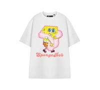SpongeBob SquarePants Womens White Feather Boa Short Sleeved T-Shirt - Medium