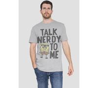 Spongebob Talk Nerdy To Me Unisex Adult T-Shirt, Athletic Heather in Light Grey | Size: Small Spongebob Light Grey S