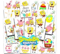 Spongebob Tattoos Easter Egg Filler - 70+ Perforated Individual Tattoos 2"x2" Temporary Tattoos and 50+ Spring Tattoo Set for Kids Boys and Girls | Spongebob Squarepants Easter Egg Hunt Supplies