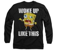 Spongebob Woke Up Like This Meme Mens Long Sleeve T Shirt, Black, Large