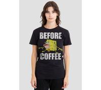 Spongebob Women's Before Coffee Meme T-Shirt, Black | Size: XL Spongebob Black XL