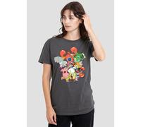 Spongebob Women's The Whole Gang T-Shirt, Charcoal | Size: Large Spongebob Charcoal L