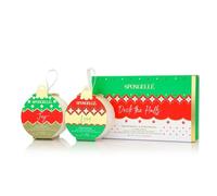SPONGELLÉ Holiday Ornaments Gift Set Infused Buffers | Moisturising Body Wash & Soap Filled Sponges in One | Exfoliating Sponge | 7+ Uses Each Buffer | Deck The Halls