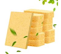 Sponges Washing Up Sponge, 10 Pack Natural Cellulose Sponges Pop up Sponges Compressed Wood Pulp Sponge Wipe Non Scratch Sponges for Kitchen Household (Yellow)