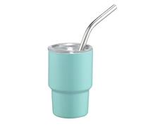 SPONGL Stainless Steel Travel Mug, Insulated, 2oz, Turquoise, Handle, Cold Drinks