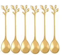 Sponsored Ad - 12 pcs Stainless Steel Gold Leaf Coffee Spoon Creative Tableware Dessert Spoons,Tea Sugar Spoons Spoon Set