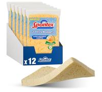 Spontex 12 Thick Sponge Moppets Value Pack 16 x 12cm Super Absorbent & Supple Plant-Based Cleaning Sponges 12 Count