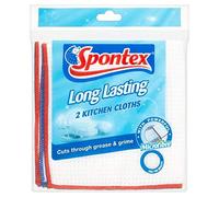 Spontex 2 Long Lasting Kitchen Cloths, 36 x 36cm