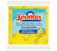 Spontex 2 Multipurpose Cleaning Cloths | 35 x 37 cm | Extra Thick & Ultra Absorbant
