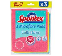 Spontex 3 Microfibre Collection Pads Cleaning Cloths Extra Absorbent 17.5 x 20cm