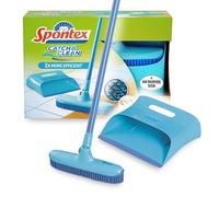 Spontex Catch & Clean Indoor Rubber Broom and Dustpan Set - Dustpan and Brush Set for Pet Hair Removal - Dry Sweeping Plus Multi-Surface Cleaning