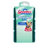Spontex DISHMOP REFILL 3pk, Sponge, Yellow Spongegreen Scourer, 3 Count (Pack of 1)