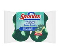 Spontex Easy Sponge Scourer, 2 Pack, Green, 70 x 23 x 115mm.