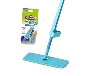 Spontex Easy System Max+ Floor Mop | Microfibre Flat Mop with Integrated Wringing System | Cleans Laminate, Wood & Tile Flooring