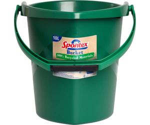Spontex Eco Green 19800212 Bucket Made from 100% Recycled Materials with Recessed Grip at the Bottom of the Bucket, 10L Capacity, Green