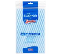 Spontex Essentials Cleaning Cloths (Pack of 10) - Blue/White - One Size - Blue/White