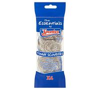 Spontex The Essentials Tough Metal Scourers | Stainless Steel Scouring Sponges | Heavy Duty for Easy Washing Up, Grease Removal and Dish Scrubbing | 12 x 4 Pack (48 Total)