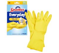 Spontex Everyday Protect Rubber Gloves | Large Size | Antibacterial Protection | Non-Slip Grip | Natural Latex with 100% Recycled Cotton Lining | 1 Pair