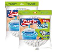 Spontex Full Action System Spin Mop Microfibre Refills, White, 2 Count (Pack of 1)