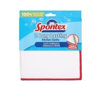 Spontex 2 Long Lasting Kitchen Cloths, 36 x 36cm