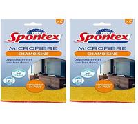 Spontex Microfibre Chamois - 2 microfibres that dust twice as much - soft to the touch (Pack of 2)