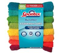 Spontex Microfibre Cleaning Cloths, 8 Count, Assorted Colours, 30x30cm, for Dusting, Dish Cloths & Kitchen Towels - 4 Pack (Full Case)