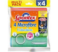 Spontex Microfibre Cloths for Cleaning | 4 Microfibre Collection Cleaning Cloths | For Use as Dusters, Dish Cloths & Kitchen Towels | 30 x 30cm | Assorted Colours | 4 Count