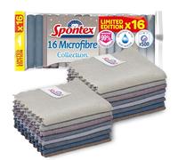 Spontex Microfibre Cloths for Cleaning | 16 Microfibre Collection Cleaning Cloths | For Use as Dusters, Dish Cloths & Kitchen Towels | 30 x 30cm | Neutral Colours | 8 Pack