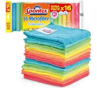 Spontex Microfibre Cloths for Cleaning | 16 Microfibre Collection Cleaning Cloths | For Use as Dusters & Kitchen Towels | 30 x 30cm | Assorted Colours | 16 Count