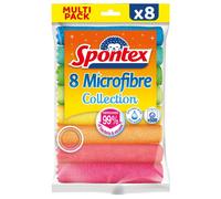 Spontex Microfibre Cloths for Cleaning | 8 Microfibre Collection Cleaning Cloths | For Use as Dusters, Dish Cloths & Kitchen Towels | 30 x 30cm | Ass