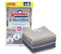 Spontex Microfibre Cloths for Cleaning | 8 Microfibre Collection Cleaning Cloths | For Use as Dusters, Dish Cloths & Kitchen Towels | 30 x 30cm | Neutral Colours | 8 Pack