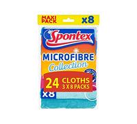Spontex Microfibre Multi-Purpose Cloths - Pack of 8 x 3, Multi Colours
