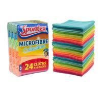 Spontex Microfibre Multi-purpose Cloths Removes Dust Grease Pack 24