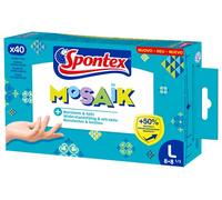 Spontex Mosaic Disposable Nitrile Gloves, Latex-Free, Powder-Free, Extra Resistant, Multi-Purpose, Blue, Size L, Pack of 40