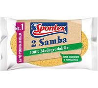 Spontex Samba x2, Cellulose Sponge, Practical and Handy, 100% Biodegradable Originally, Yellow, 2 Unità (Confezione da 1)
