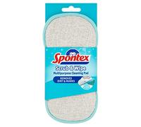 Spontex Scrub & Wipe Cleaning Pad | Microfibre Cloth Side & Non Scratch Scourer Side | Versatile & Reusable Cleaning Products | 1 Count