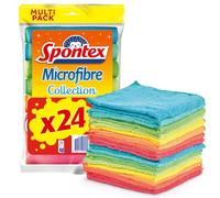 SPONTEX - Set of 24 Microfibre Cloths Collection - Multipurpose Cloths - Removes 99% of Bacteria - 30 x 30 cm