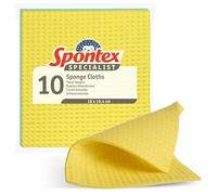 Spontex Specialist Sponge Cloths | Super Absorbent Dish Cloths for Professional Cleaning | 100% PEFC Certified Wood Pulp | Assorted Colours | 10 Pack