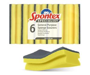 Spontex Specialist Washing Up Sponge Scourers | XL | Hard Wearing & Versatile for Professional Cleaning | 6 Pack