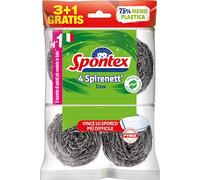 Spontex Spirenett' 3+1, Steel Scouring Pads for Removing Dirty More Than Pots, Tableware and Grills. Size 4 pieces