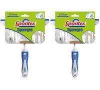 Spontex Squeegee | Multi-Purpose Shower & Window Squeegee for Glass, Tiles & More | Resistant 21.5cm Rubber Blade | Lightweight Small Squeegee | Hook Hole for Hanging (Pack of 2)