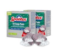 Spontex Steel Soap Scourer Pads - 20 Count (2 x 10 Pack) - Biodegradable Soap & Recycled Steel Wool - Tough on Grease & Grime - Lemon Scent - General Cleaning & Washing Up