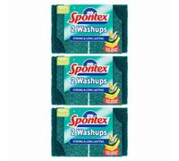 Spontex Strong & Long Lasting Washups 2 Pack X 3