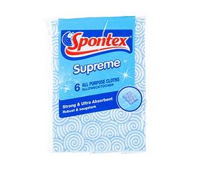 Spontex Supreme Multi Purpose Blue Cloths - Wiping/Washing/Dusting - Pack of 6