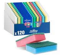 Spontex The Essentials Washing Up Sponge Scourers | Hard Wearing & Versatile | Assorted Colours | 12 x 10 Pack (120 Total)
