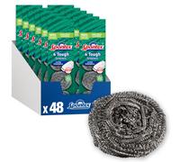 Spontex Tough Kitchen Pan Scourers 48 Pack Stainless Steel Wire Balls